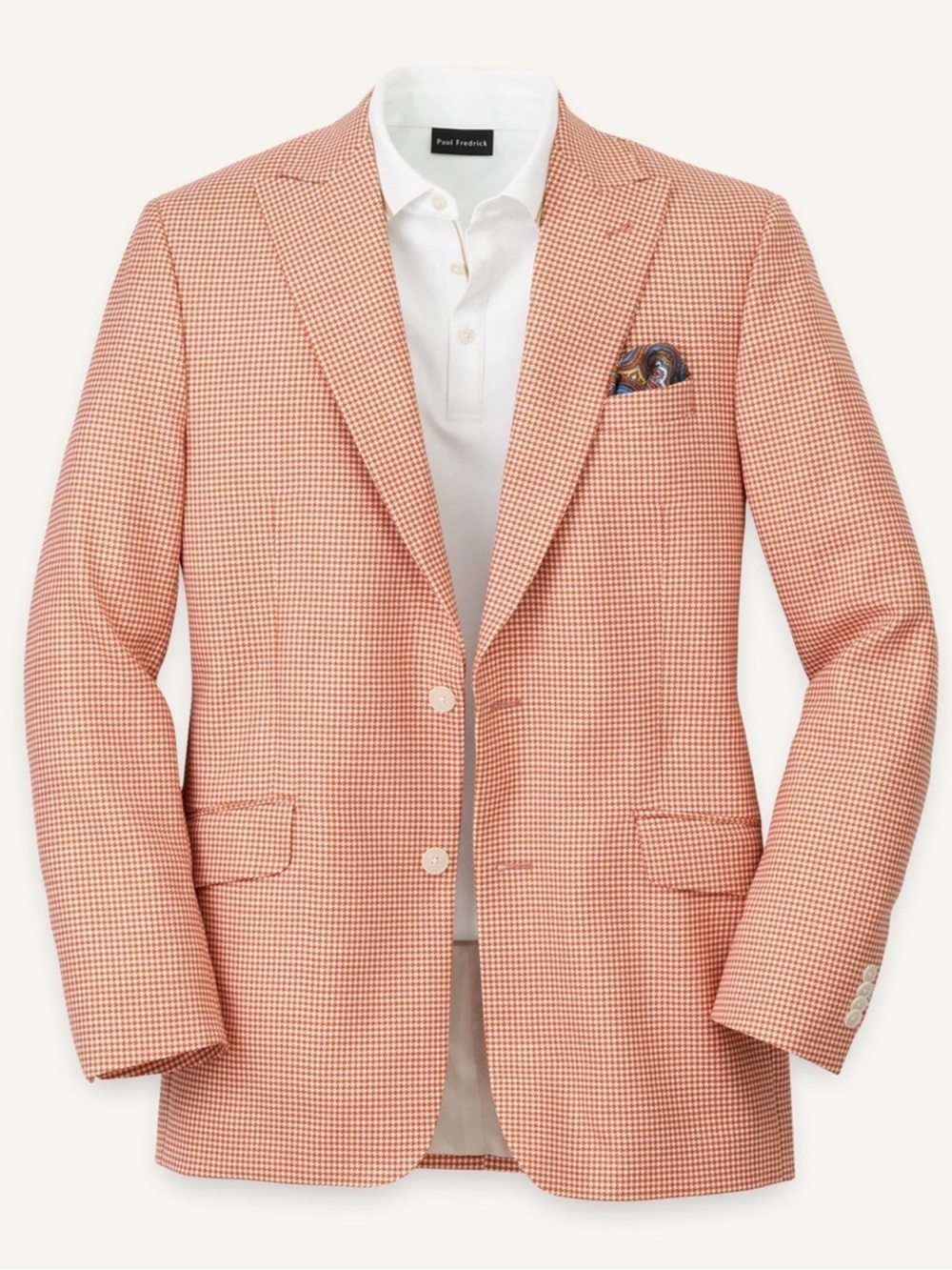 Paul Fredrick Wool Houndstooth Single Breasted Peak Lapel Sport Coat | 46 R